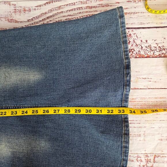 Y2K Mermaid Trumpet Flare Denim Maxi Skirt 5/6 Med Blue Stretch Jean Retro Fade - Picture 12 of 13